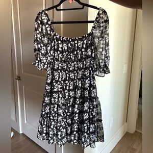 Altar'd State Black and White Floral Long Sleeve Dress